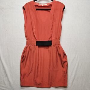 Rachel Roy Dress Womens 10 Sleeveless V Neck Belted Pockets Polyester Workwear